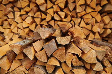 Pile of wood cut for fireplace
