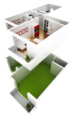 Technical project of an apartment, original 3d rendering