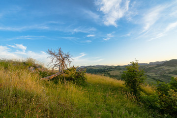 Fototapeta na wymiar Landscape in San Marino with view to Marecchia valley