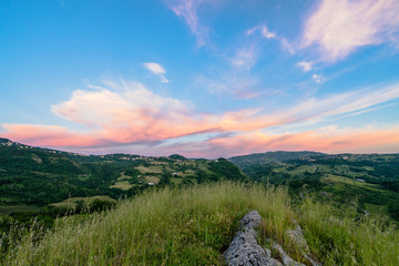 Landscape in San Marino with view to Marecchia valley