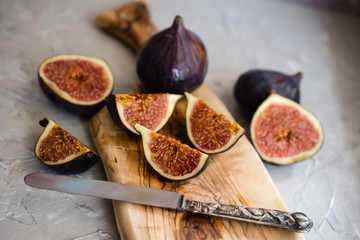 fresh figs on a wooden board