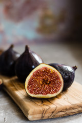 fresh figs on a wooden board