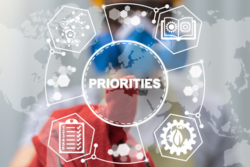 Important Prioritize Industry Management Concept. Technology Automation Ecology Learning Industrial Priorities.