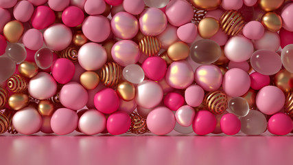 Beautiful background with beads, particles and simulation. 3d illustration, 3d rendering.