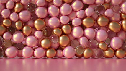Beautiful background with beads, particles and simulation. 3d illustration, 3d rendering.