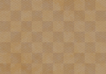 背景：青海波 市松模様 波 海 市松 伝統 和風 和柄 図案 壁紙 テクスチャー 茶 ブラウン 屏風