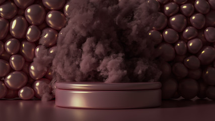 Beautiful background with beads, particles and simulation. 3d illustration, 3d rendering.
