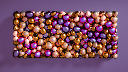 Beautiful background with beads, particles and simulation. 3d illustration, 3d rendering.