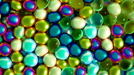 Beautiful background with beads, particles and simulation. 3d illustration, 3d rendering.