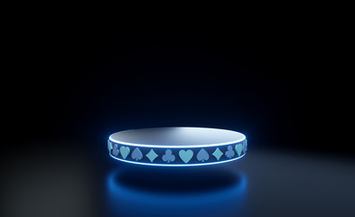 Modern Pedestal With Ace Symbols. Casino Gambling Concept With Futuristic Neon Lights - 3D Illustration © Levan