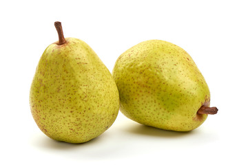 Juicy fresh ripe Williams pears, isolated on white background