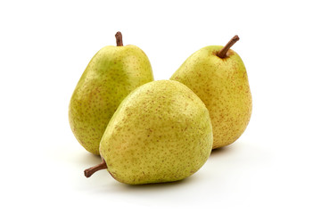 Fresh juicy pears, isolated on white background
