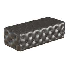 Quilted leather rectangular pouf on an isolated background. 3d rendering