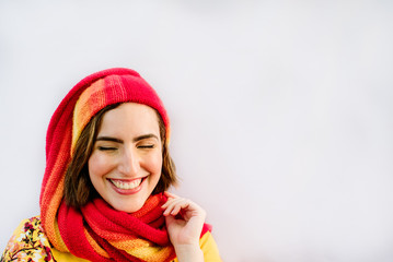 laughing girl on white background