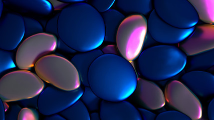 Beautiful background with beads, particles and simulation. 3d illustration, 3d rendering.