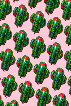 Rows of inflated cactus toys