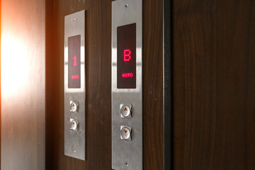 Elevator call buttons. selective focus, shallow depth of field