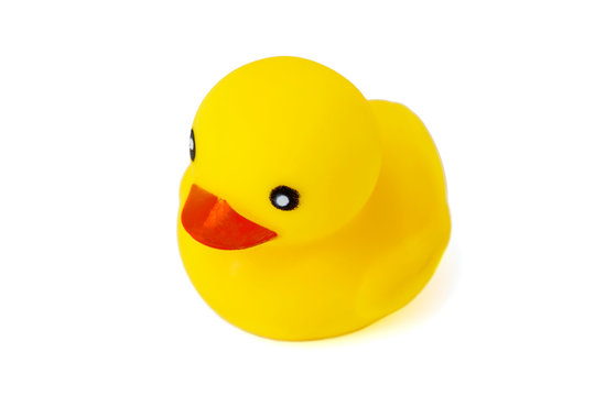 Yellow rubber duck isolated on white background. Cute yellow rubber duck isolated on white background