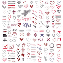 Set chalk vector textures. hand drawn elements.