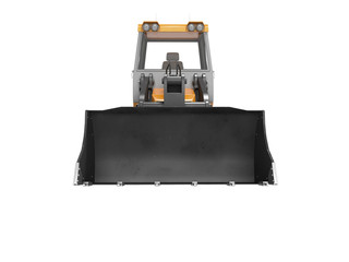 Fototapeta premium 3D rendering orange caterpillar bulldozer front view on white background no shadow