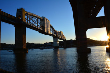 Taymar Bridge at sunset, Plymouth, England 