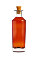 Test Bottle of Cognac or Brandy. 3D Close Up Illustration Isolated on White Background.