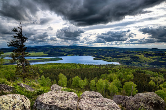 Prisecnice dam in Krusne hory mountains.