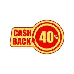 Cashback forty percent. Concept for sticker, tag, label, infographic element. Vector illustration.