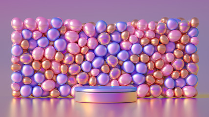 Beautiful background with beads, particles and simulation. 3d illustration, 3d rendering.