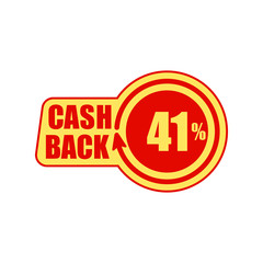 Cashback forty one percent. Concept for sticker, tag, label, infographic element. Vector illustration.