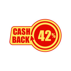 Cashback forty two percent. Concept for sticker, tag, label, infographic element. Vector illustration.