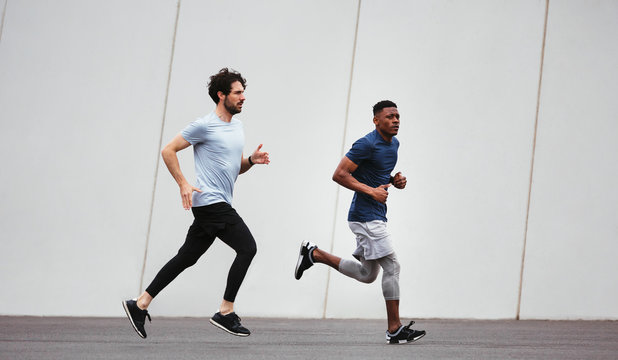 Athletes training on the street.