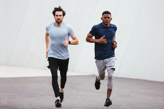 Athletes training on the street.