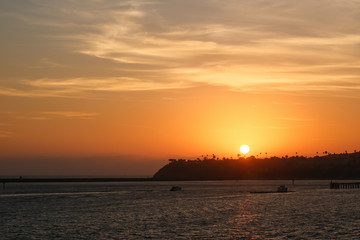 Fototapeta na wymiar Orange Sky in a Sunset Over San Pedro
