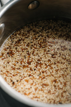 Quinoa soaking in water to be boiled