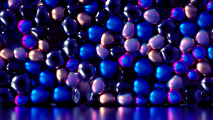 Beautiful background with beads, particles and simulation. 3d illustration, 3d rendering.