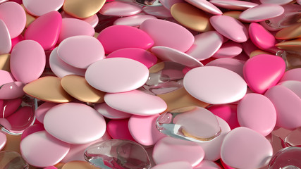 Beautiful background with beads, particles and simulation. 3d illustration, 3d rendering.