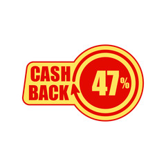 Cashback forty seven percent. Concept for sticker, tag, label, infographic element. Vector illustration.