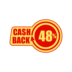 Cashback forty eight percent. Concept for sticker, tag, label, infographic element. Vector illustration.