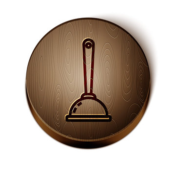 recommend clip art: Brown line Rubber plunger with wooden handle for pipe cleaning icon isolated on white background. Toilet plunger. Wooden circle button. Vector Illustration