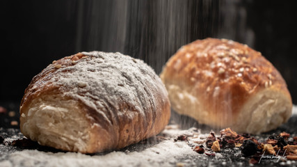 Croissant covered with sugar poweder 