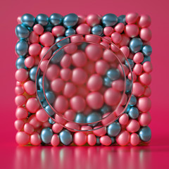 Beautiful background with beads, particles and simulation. 3d illustration, 3d rendering.