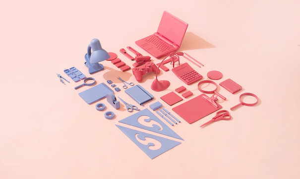 Office Supplies / Stationary /Red and blue