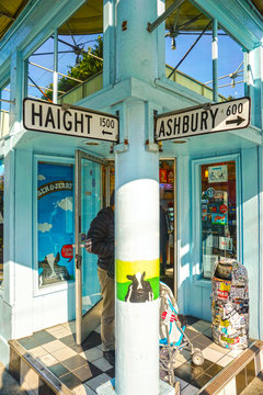 SAN FRANCISCO, USA - DECEMBER 15, 2013:  Haight Ashbury neighborhood in San Francisco, California, United States of America, a hippy area.