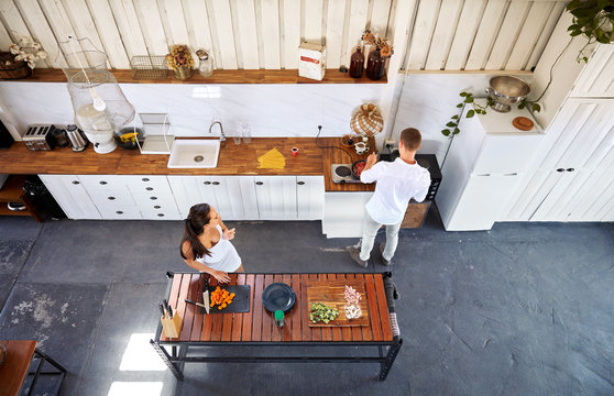 couple cooking in the kitchen