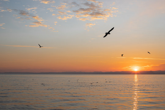 Sunset on Lake of Garda, Italy, Europe