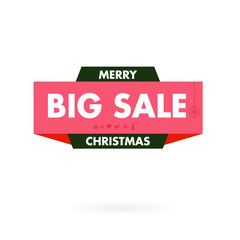 Merry Christmas Sale, Red Gift Voucher, Discount Template Vector Illustration EPS10.ai