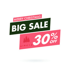 Merry Christmas Sale, Red Gift Voucher, Discount Template Vector Illustration EPS10.ai