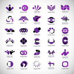 Abstract Business Icon Set. Vector Isolated On Gray. Abstract Business Logo For Company And People Icon, Tech Symbol And Element Design. Creative Icons For Corporate Logo. Abstract Modern Template