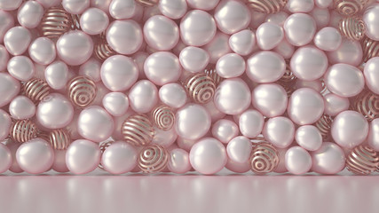 Beautiful background with beads, particles and simulation. 3d illustration, 3d rendering.